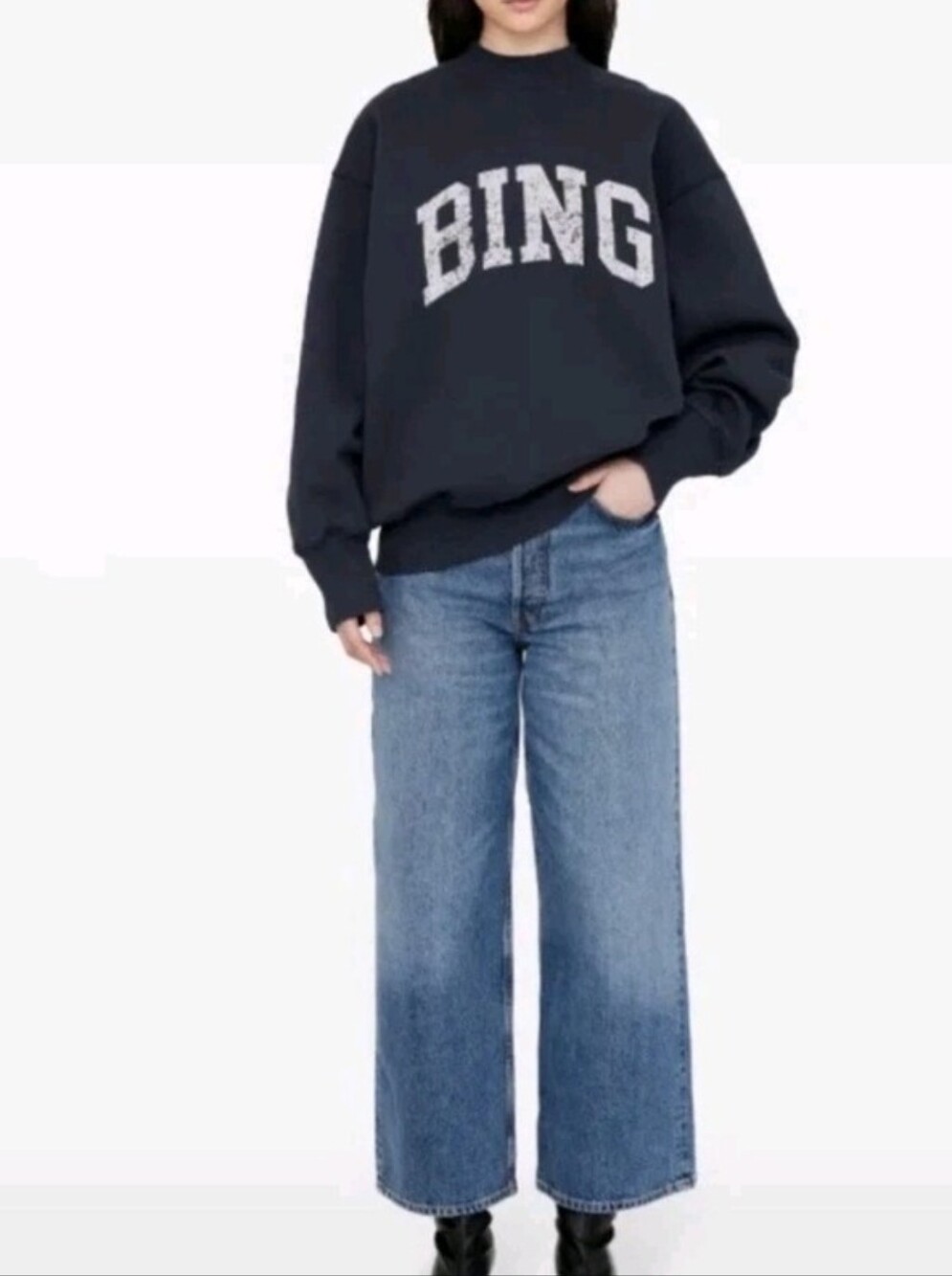 Anine Bing Bradie Sweatshirt, Size: Medium Navy